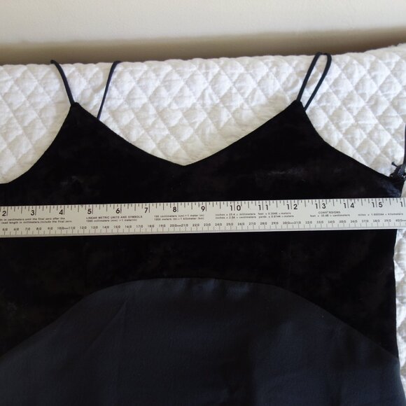 NWT $58 K / LAB Black Evening Shoulder Ties Mixed Velvet Slip Dress – Small - Picture 5 of 10
